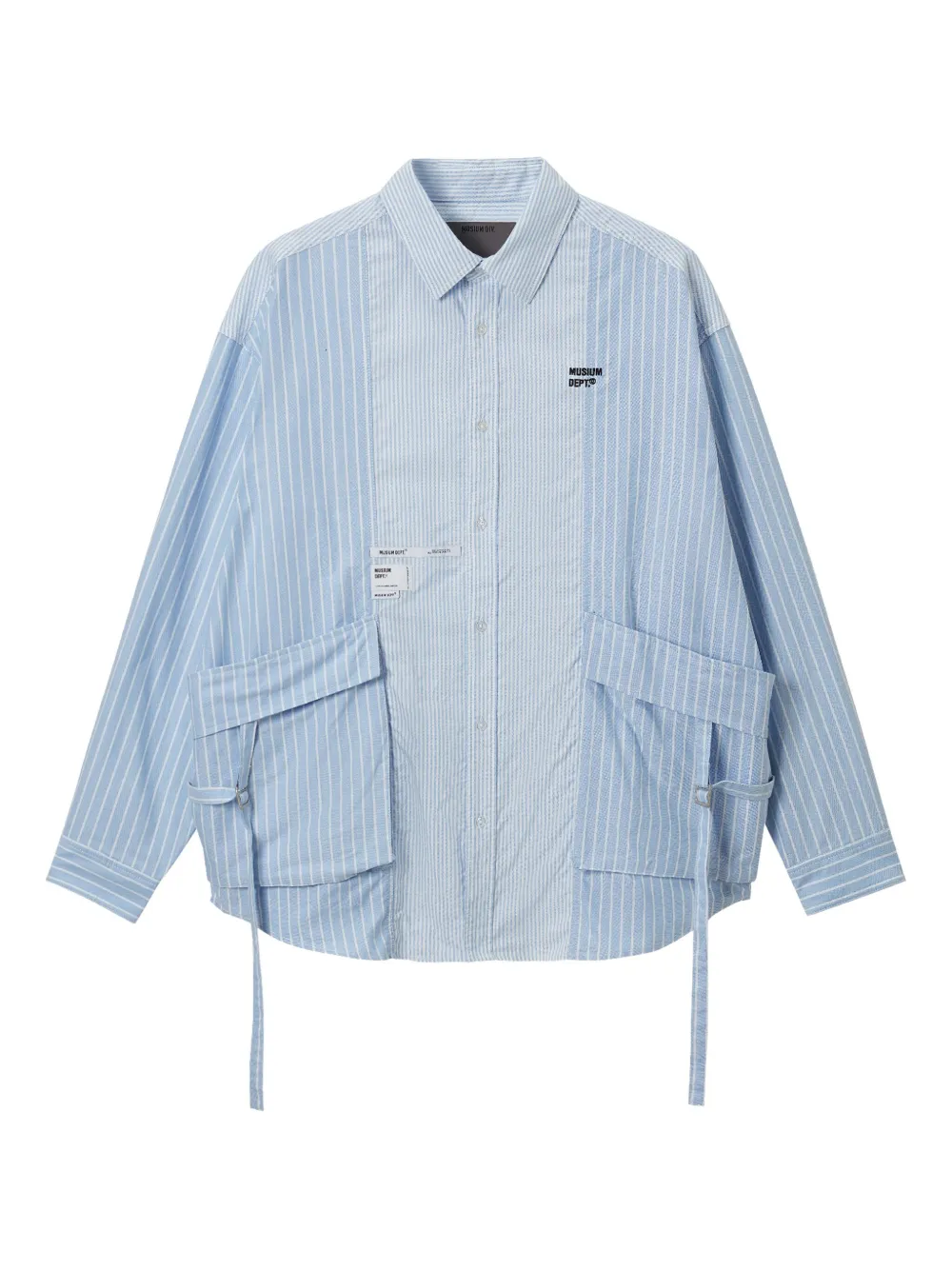 Musium Div. striped panelled shirt | Blue | Image 1