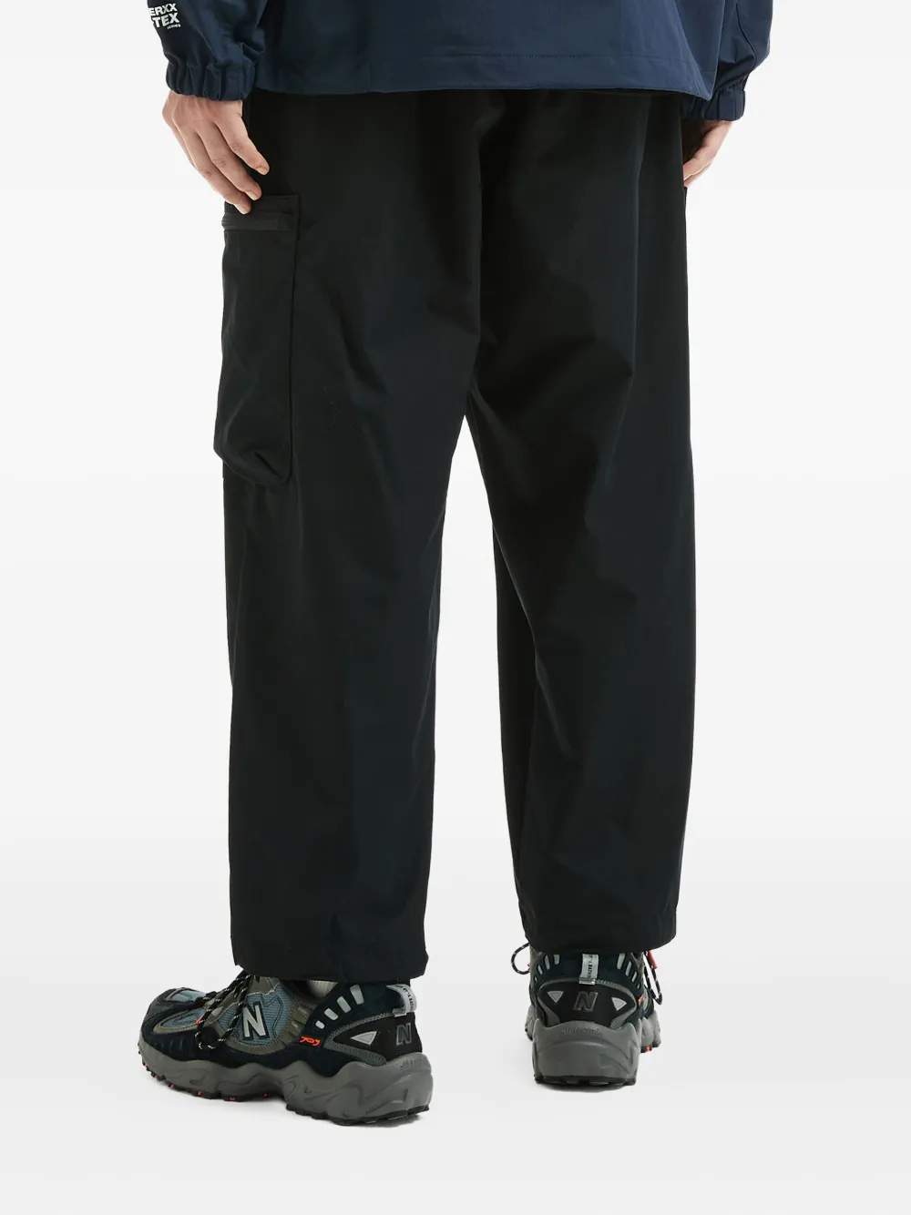 Fingercroxx Cargo-pocket Drawstring-waist Trousers In Black