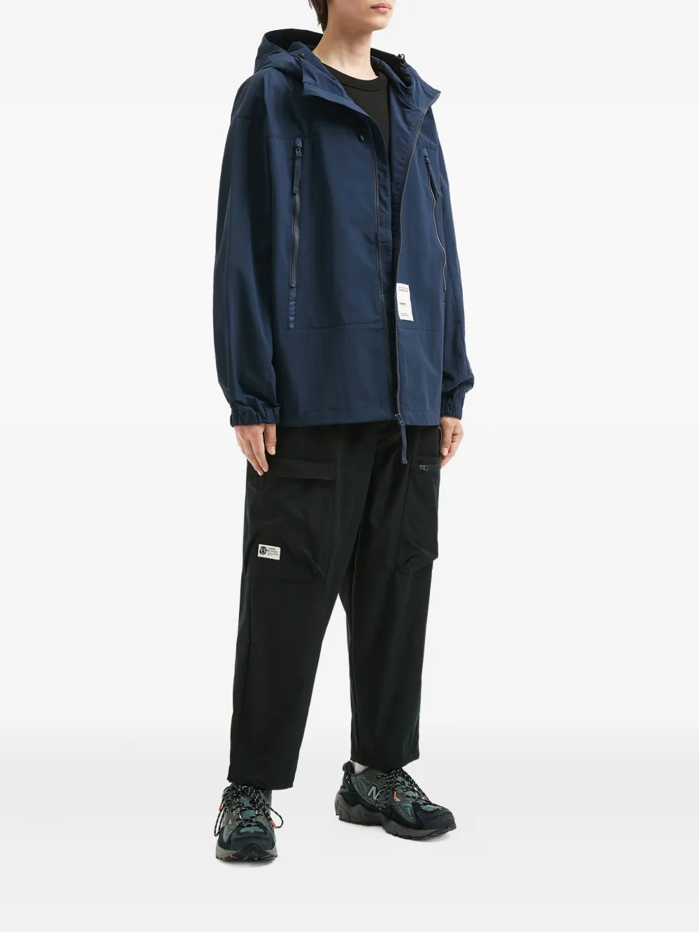 FINGERCROXX Broek met trekkoordtaille en cargozak - Zwart