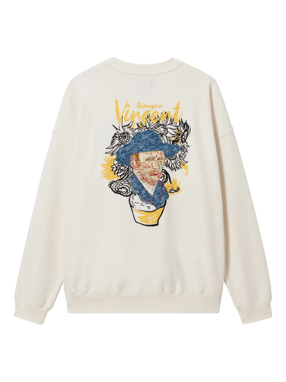 Musium Div. T-shirt met Van Gogh borduurwerk - Beige
