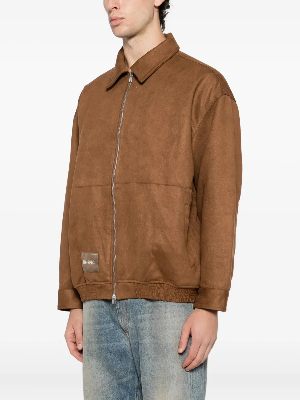 Izzue Logo Faux-suede Jacket In Brown