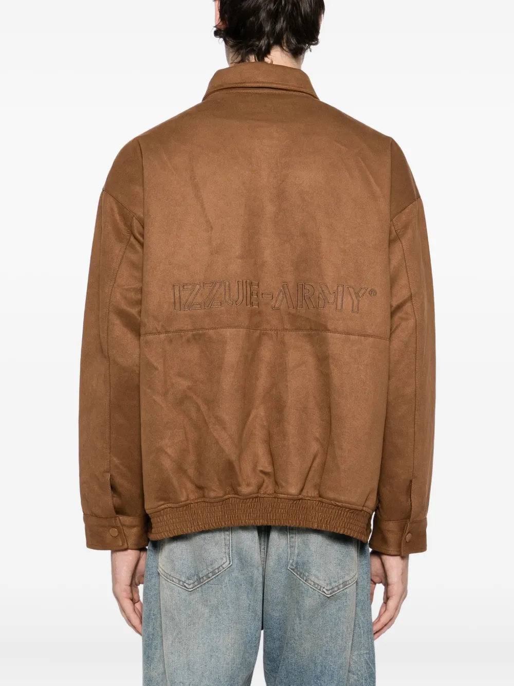 Izzue Logo Faux-suede Jacket In Brown