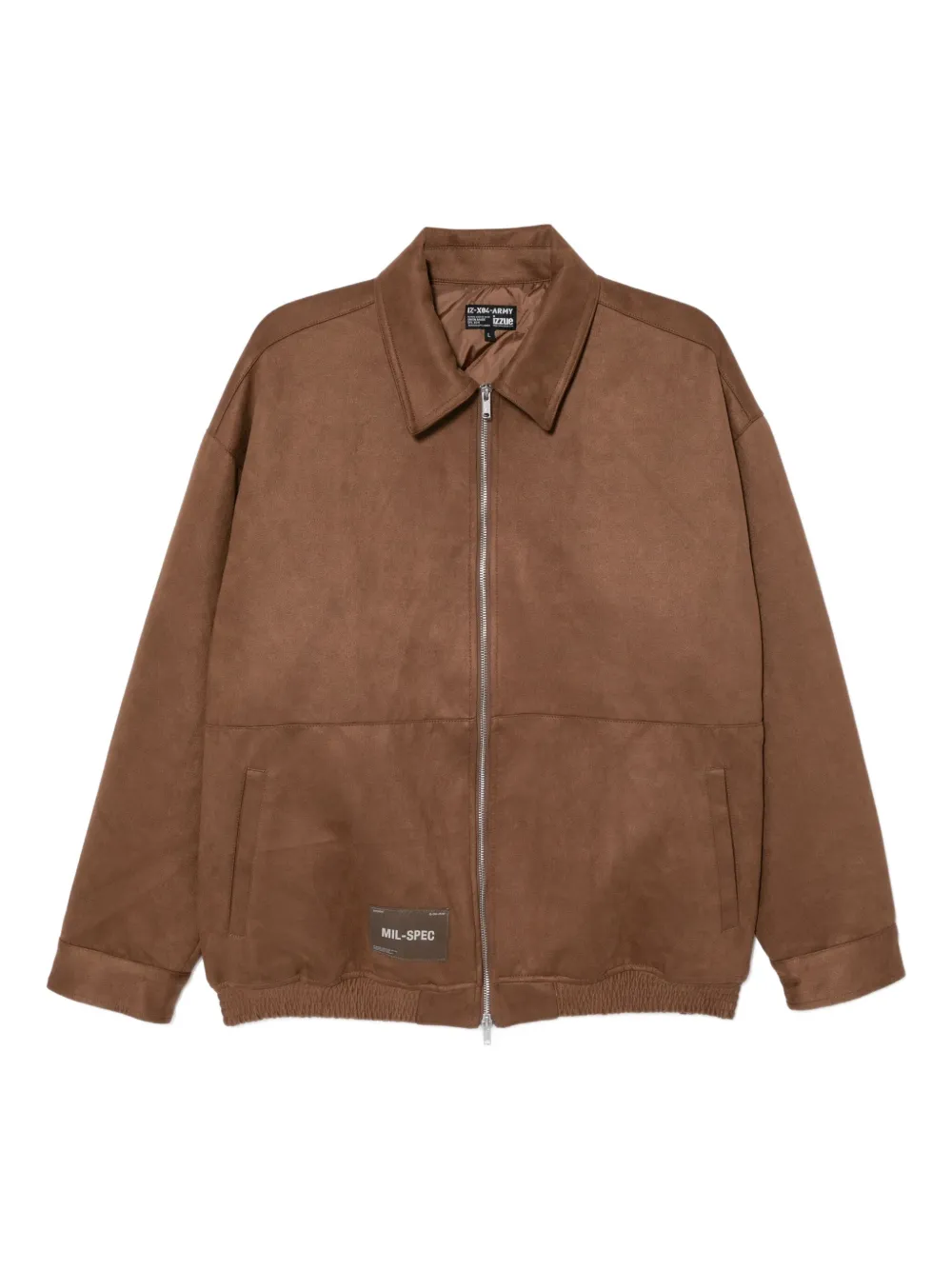 Izzue Logo Faux-suede Jacket In Brown