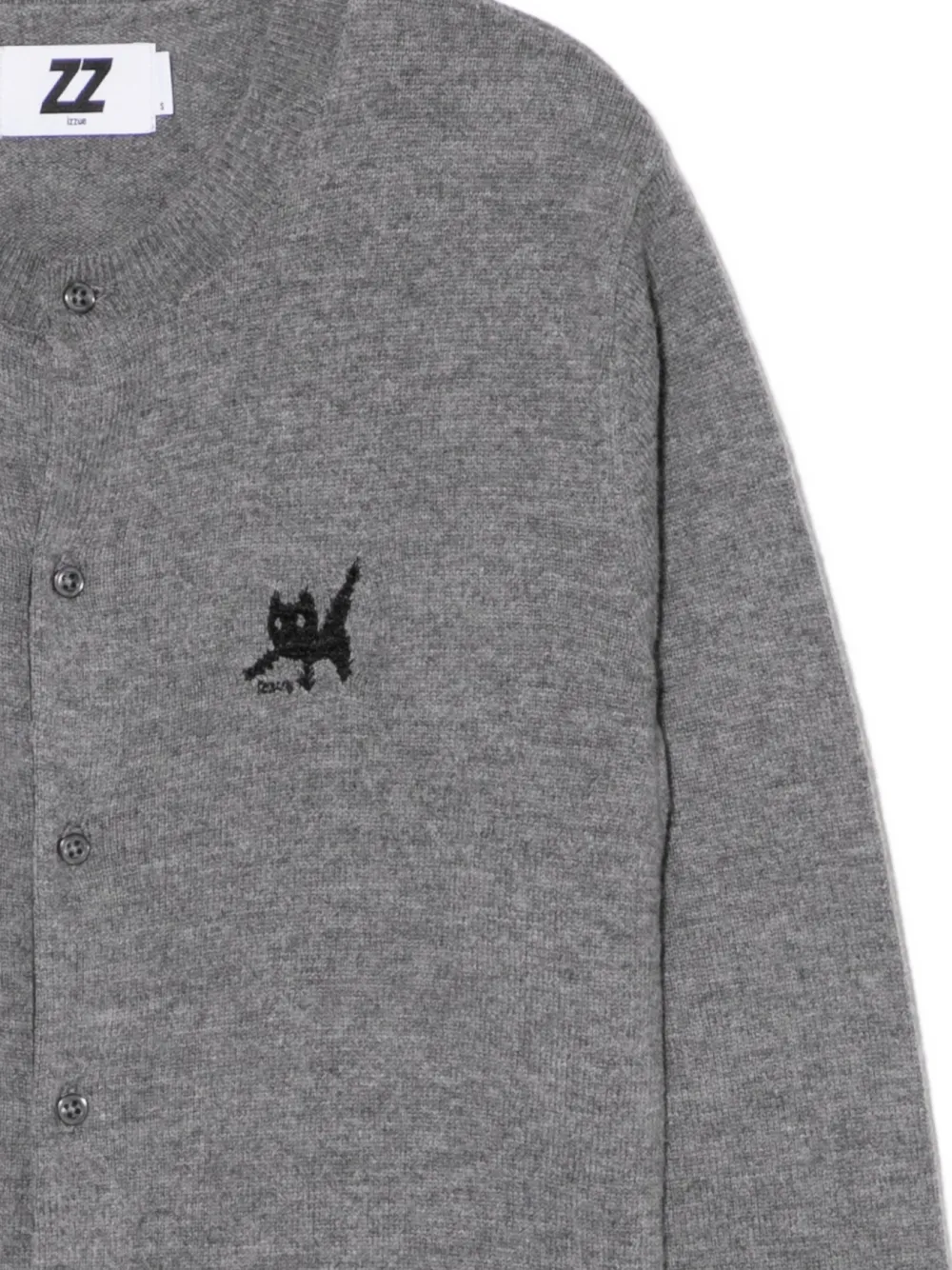 izzue Vest met geborduurde kat Grijs
