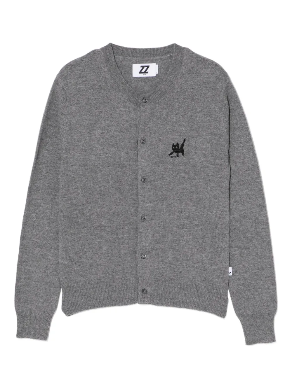 izzue cat-embroidered cardigan | Grey | Image 1