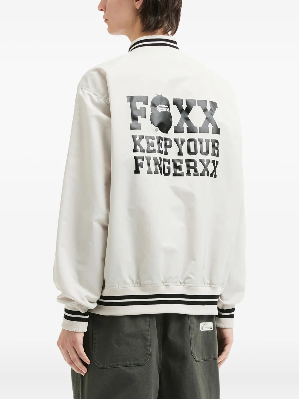 Fingercroxx Embroidered Bomber Jacket In Neutral