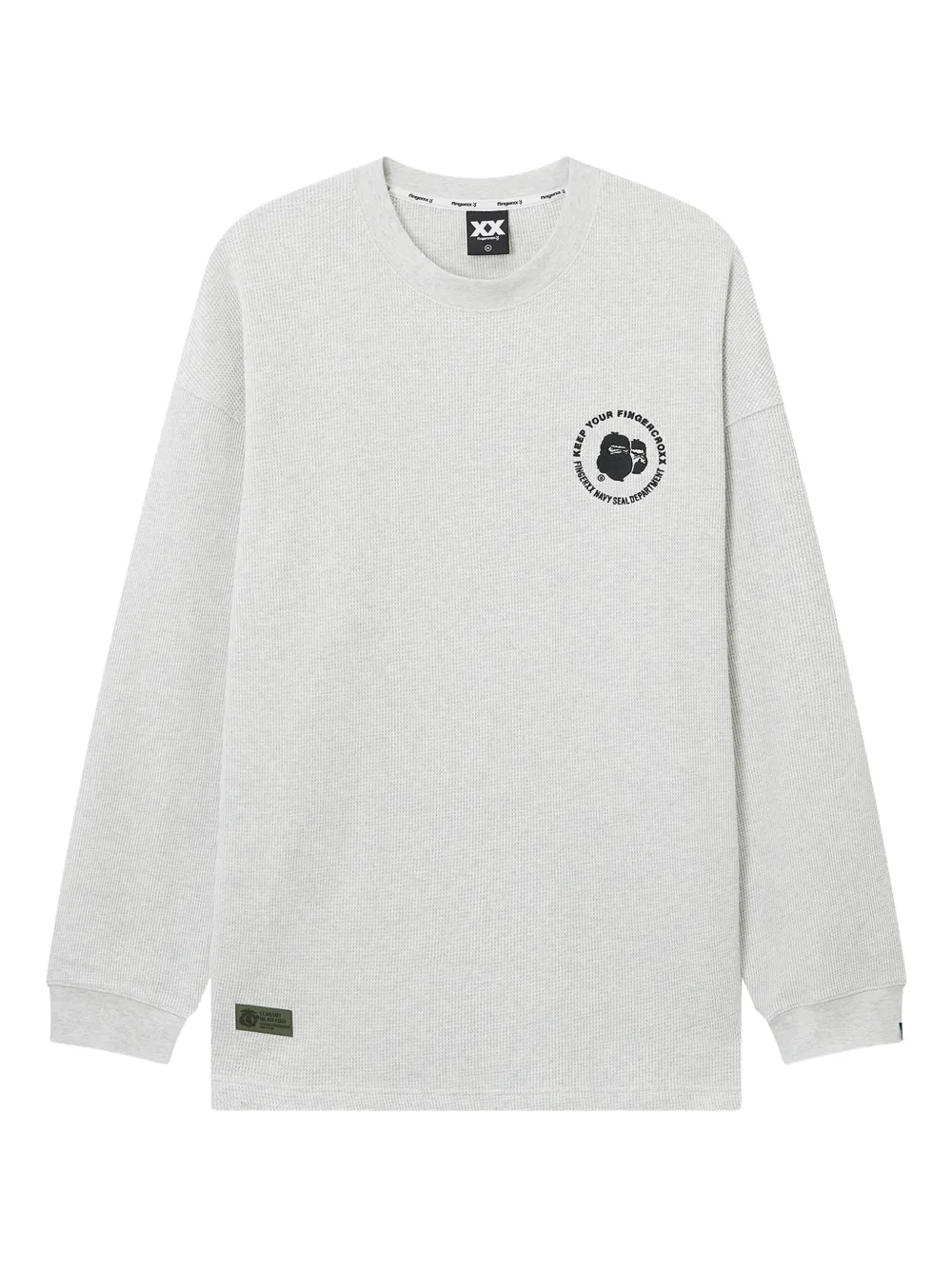 FINGERCROXX waffle-knit embroidered T-shirt | Neutrals | Image 1