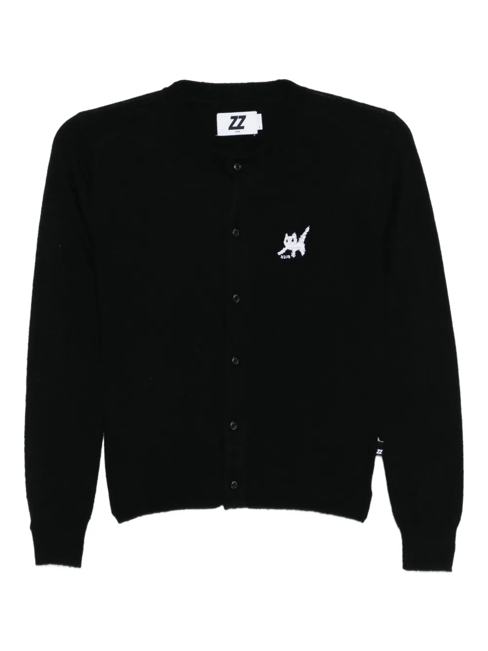 izzue logo-embroidered cardigan | Black | Image 1