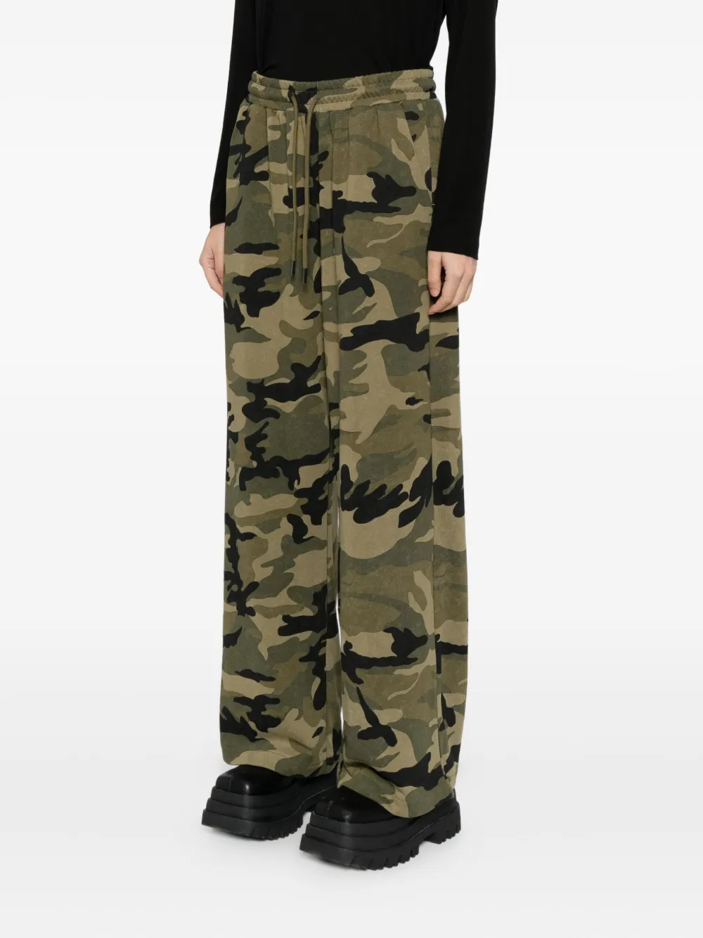 Mini Cream Camouflage-print Track Pants In Green