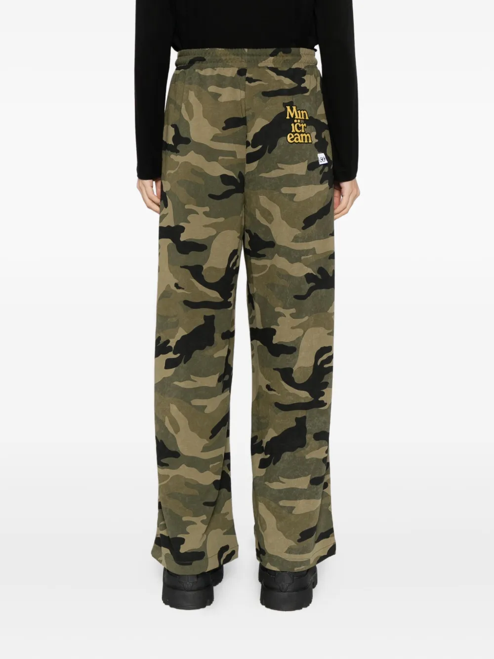 Mini Cream Camouflage-print Track Pants In Green