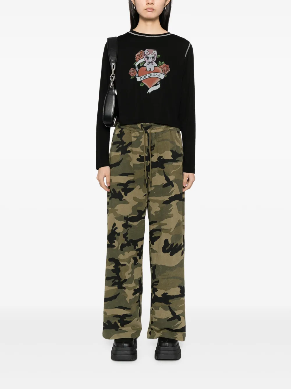 Mini Cream Trainingsbroek met camouflageprint - Groen