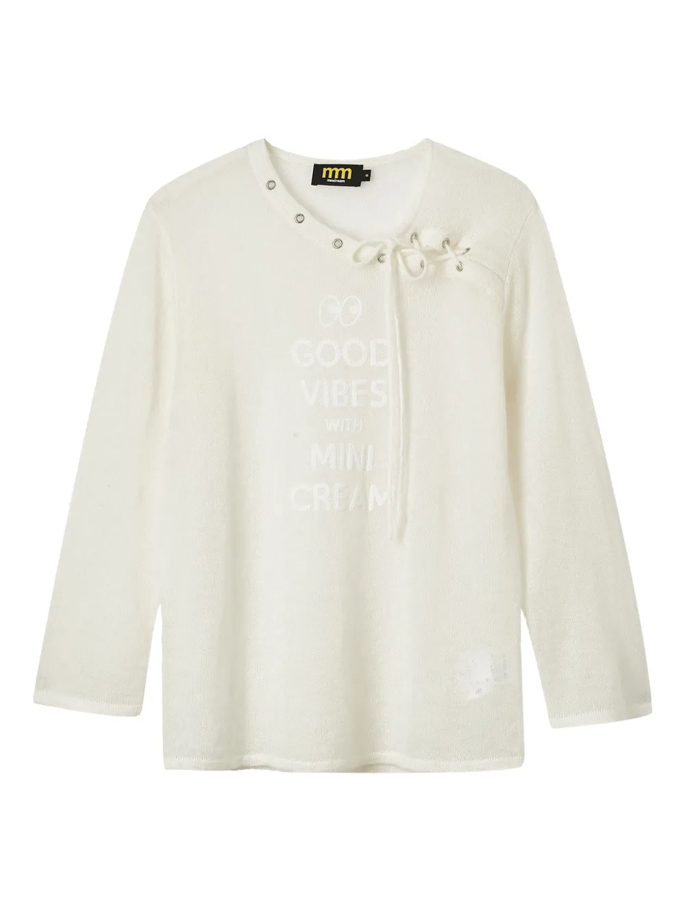 Mini Cream Asymmetrical-neck Long-sleeve Sweater In Neutral