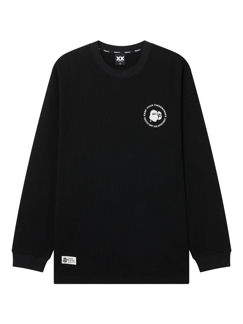 FINGERCROXX waffle-knit long-sleeve sweater | Black | Image 1