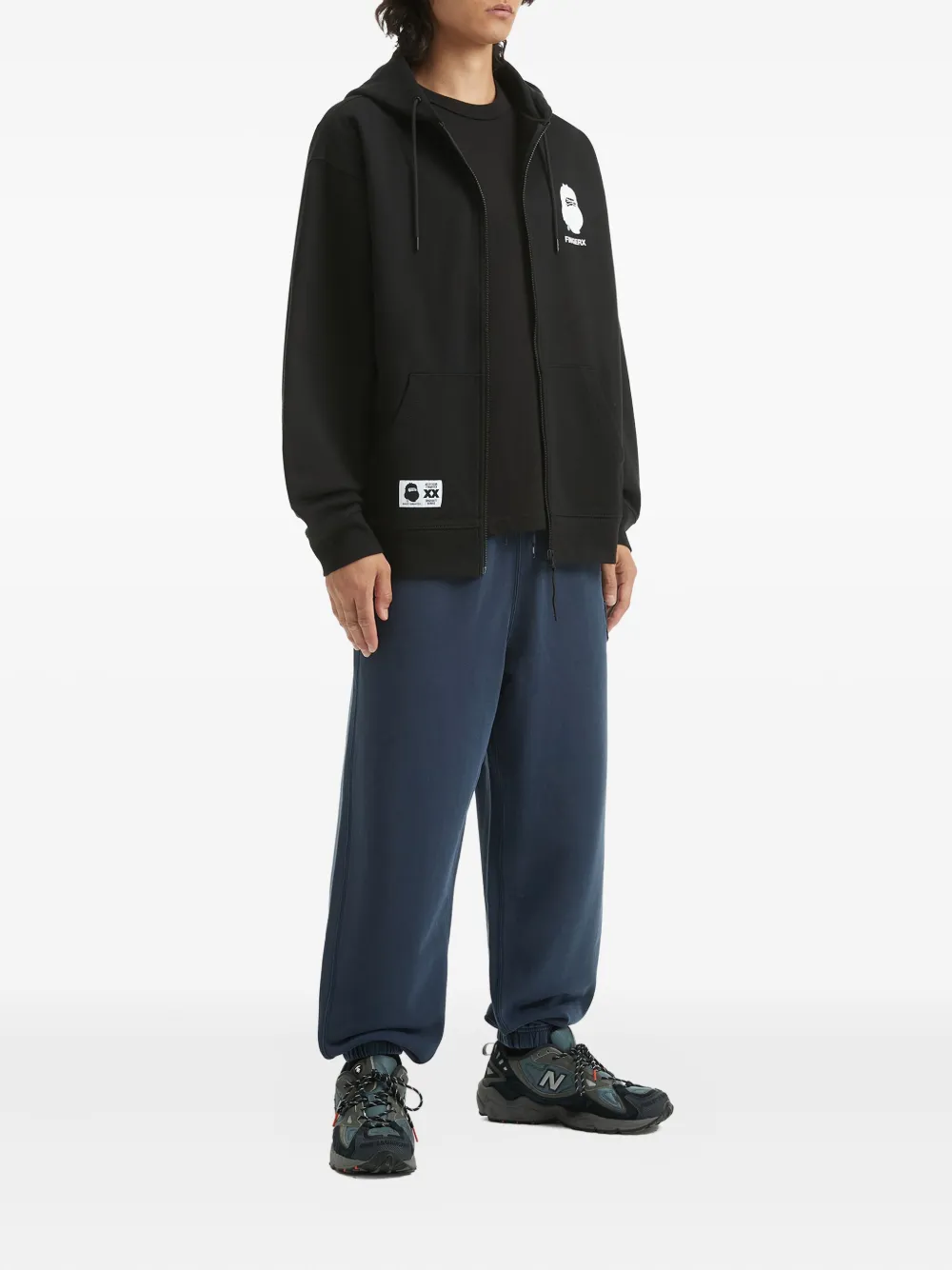 Fingercroxx Graphic-print Zip-up Hoodie In Black