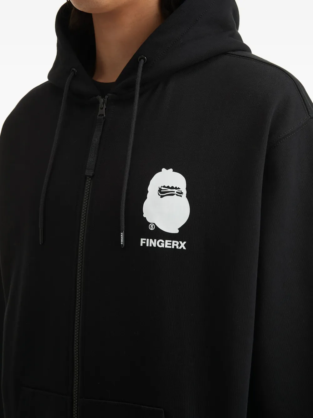 Fingercroxx Graphic-print Zip-up Hoodie In Black