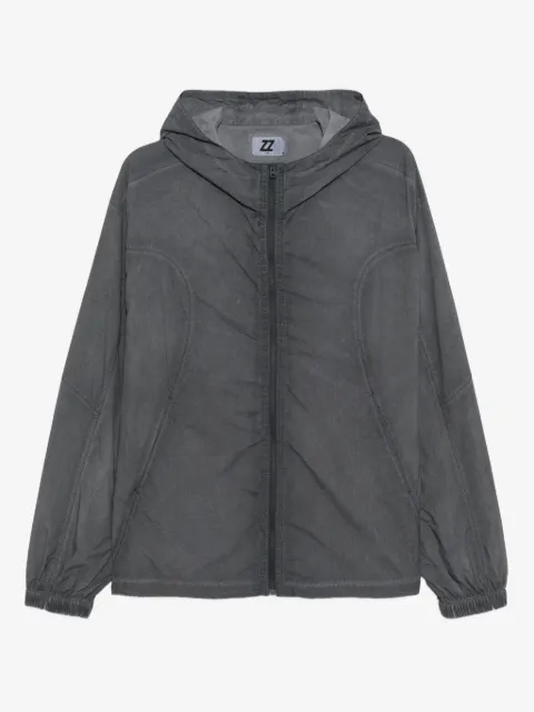 izzue embroidered-slogan hooded jacket