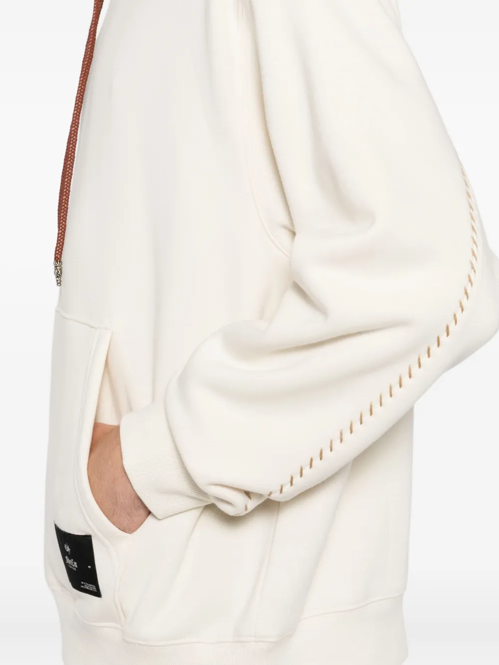 Five Cm Contrast-stitch Hoodie In White