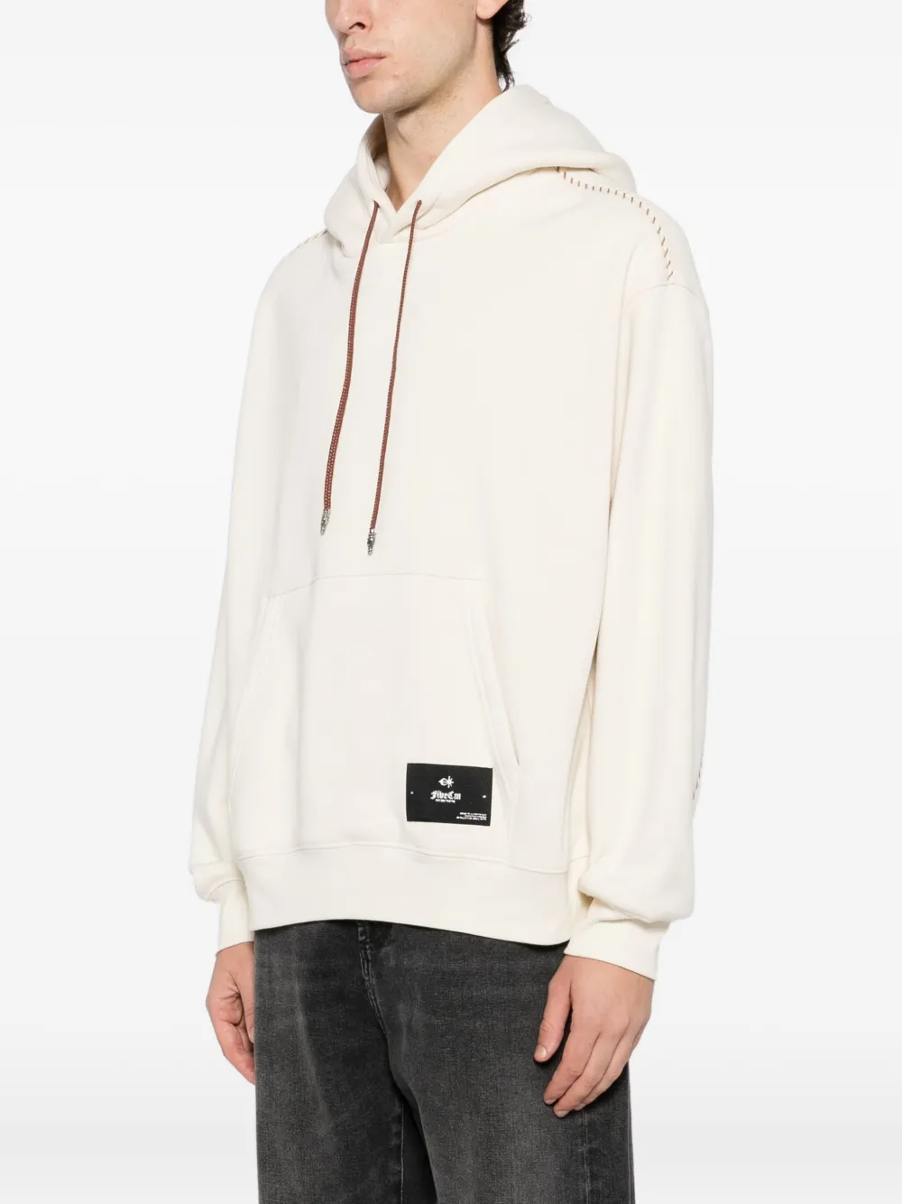 Five Cm Contrast-stitch Hoodie In White