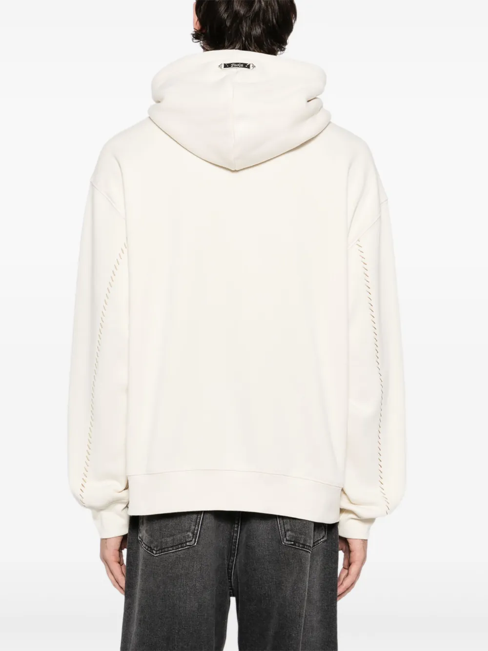 Five Cm Contrast-stitch Hoodie In White