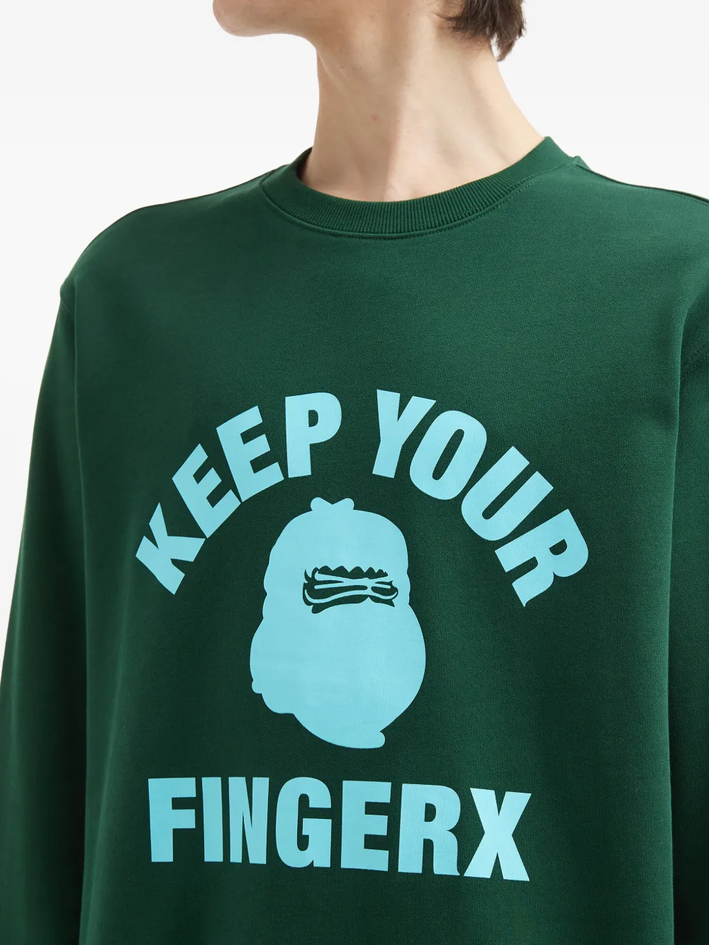 Fingercroxx Graphic-print Crew Neck Sweatshirt In Green