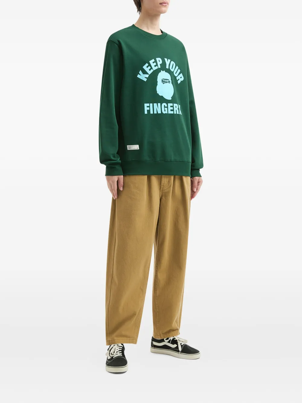 Fingercroxx Graphic-print Crew Neck Sweatshirt In Green