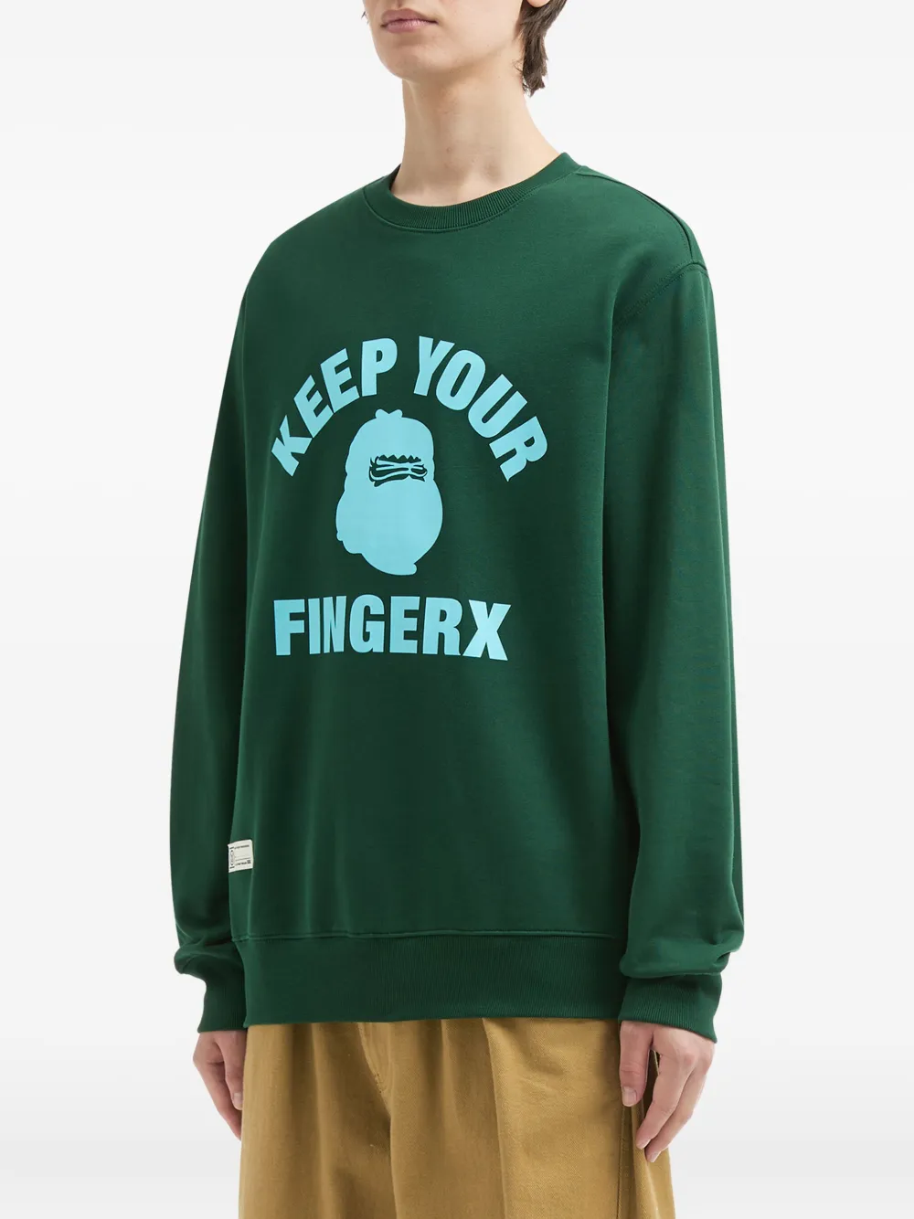 FINGERCROXX Sweater met ronde hals en grafische print - Groen