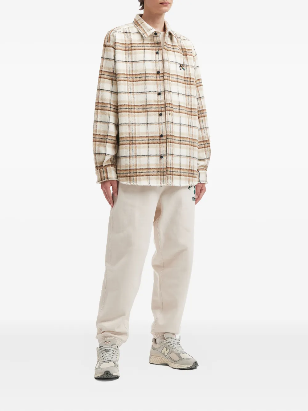 FINGERCROXX Geruit overhemd met lange mouwen - Beige