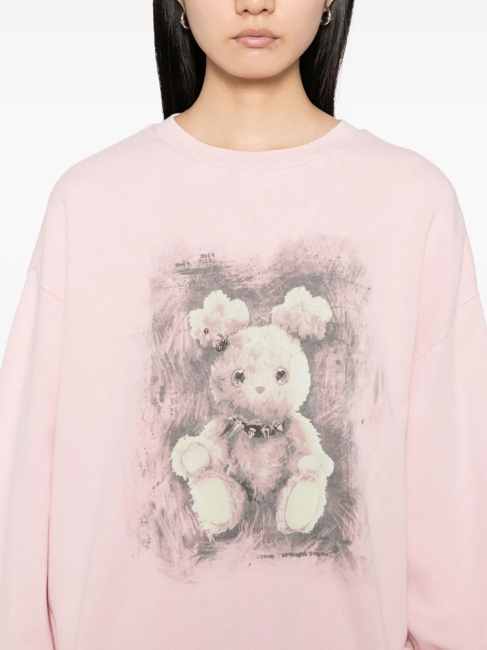Mini Cream Sweater met print Roze