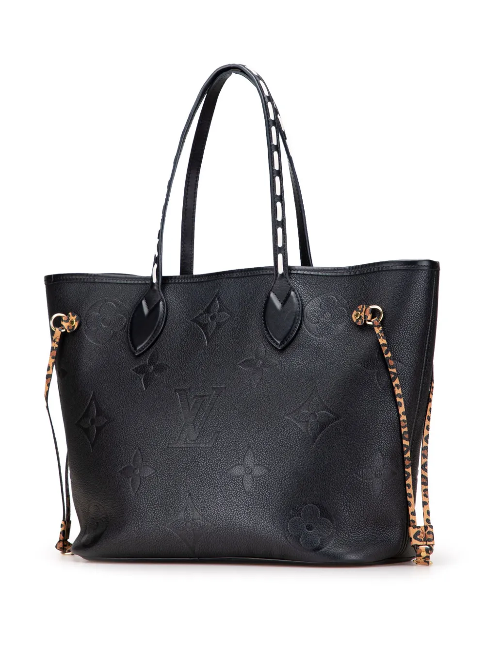 Pre-owned Louis Vuitton 2021 Monogram Empreinte Wild At Heart Neverfull Mm Tote Bag In Black