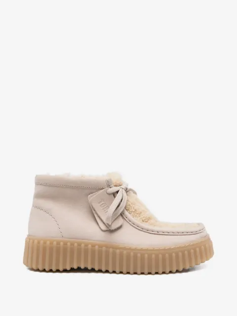 Clarks Torhill shearling-panel lace-up boots