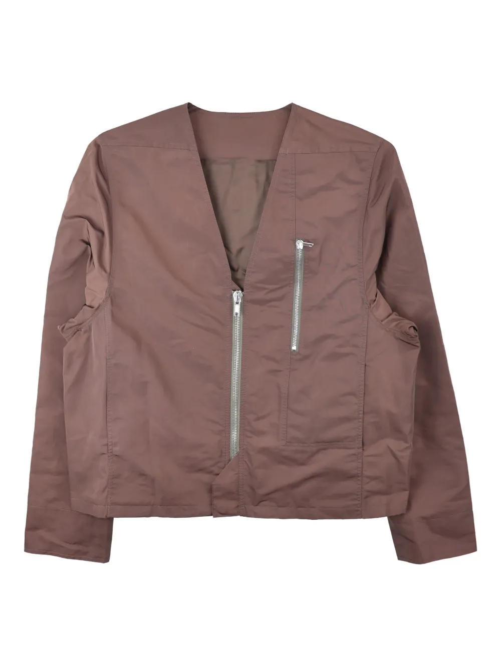 Rick Owens Zip-front Jacket In Brown