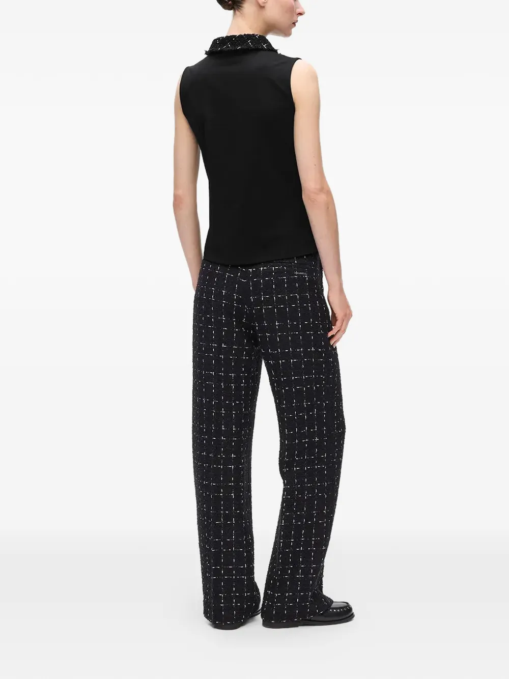 Karl Lagerfeld Polotop met bouclé detail Zwart