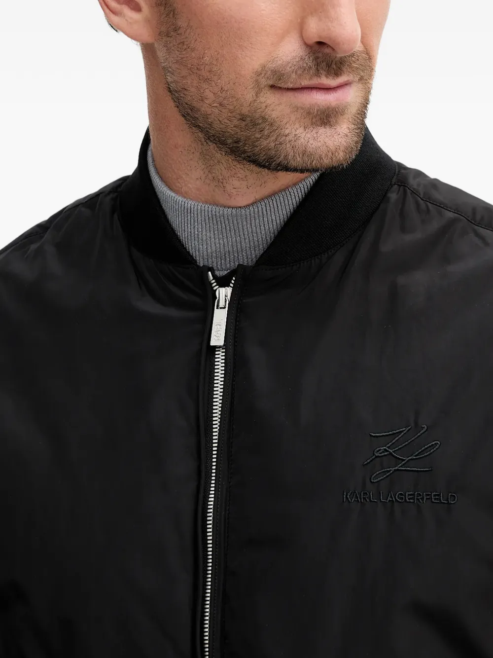 Karl Lagerfeld Logo-detail Bomber Jacket In Black