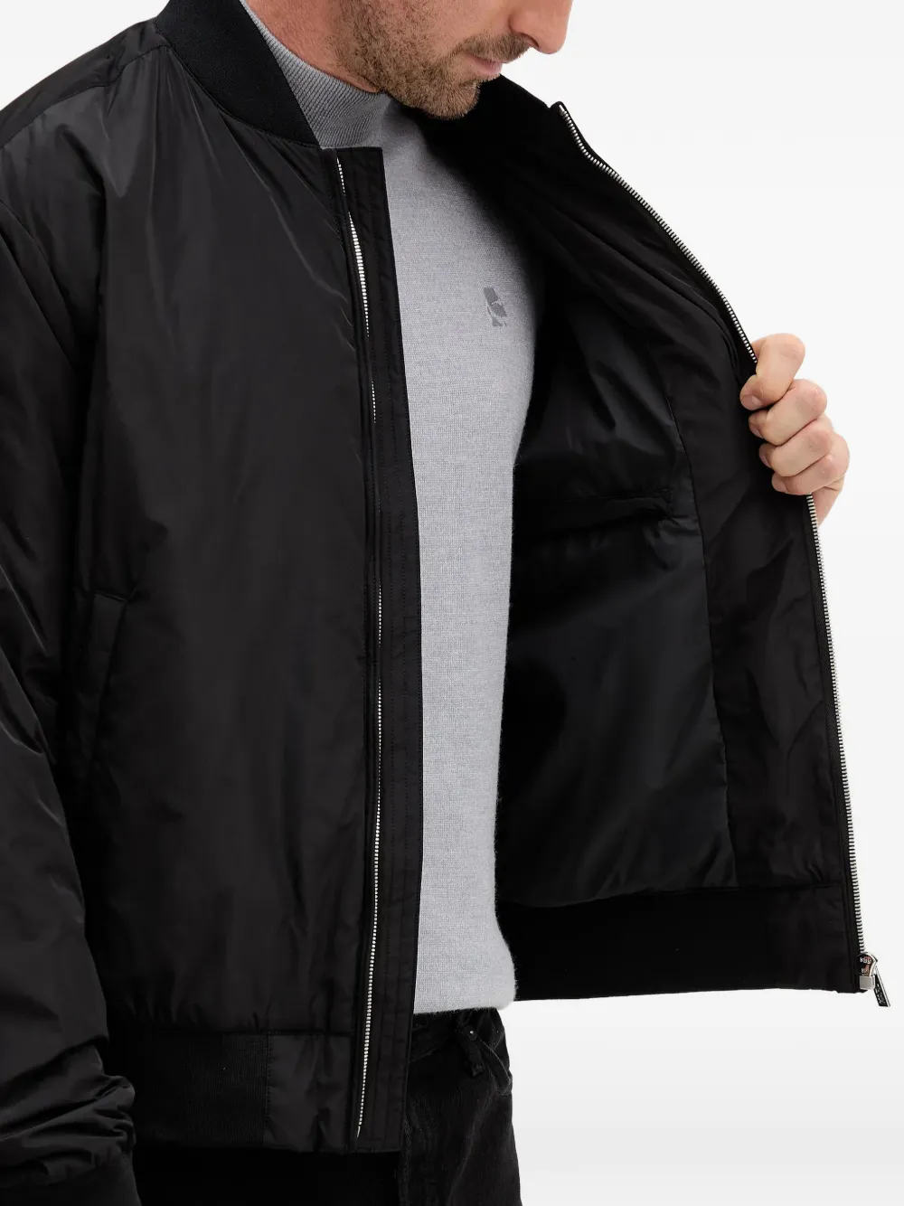 Karl Lagerfeld Logo-detail Bomber Jacket In Black