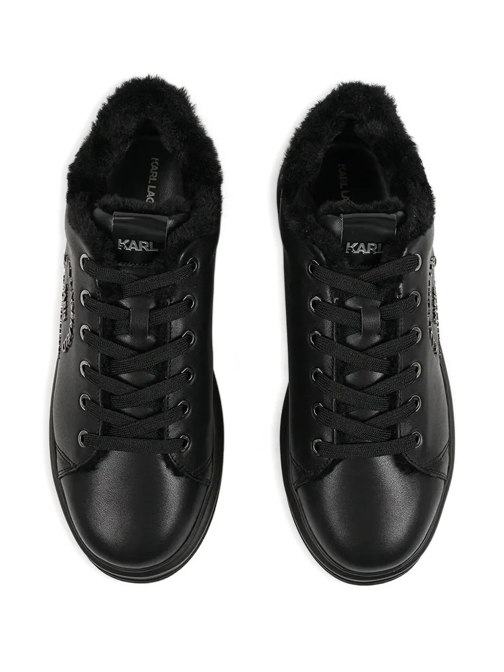 Karl Lagerfeld Kapri leren sneakers Zwart