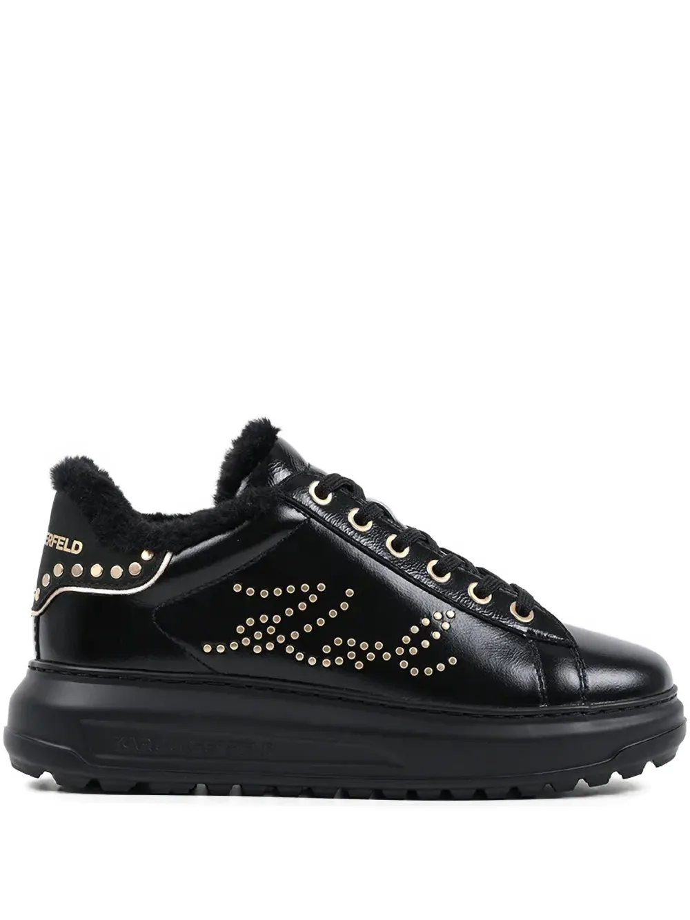 Karl Lagerfeld Kapri Lug Leather Sneakers In Black