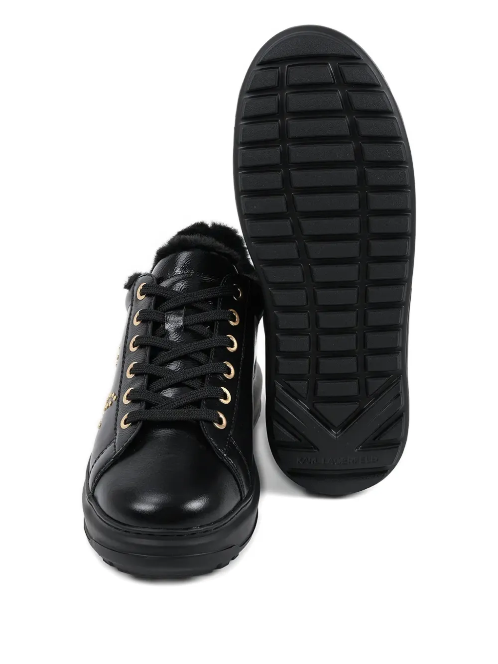 Karl Lagerfeld Kapri Lug Leather Sneakers In Black