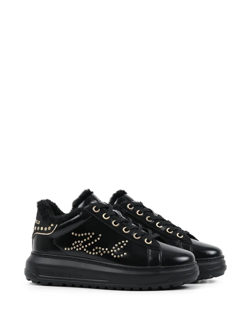  Karl Lagerfeld Kapri Lug Leather Sneakers - Black 