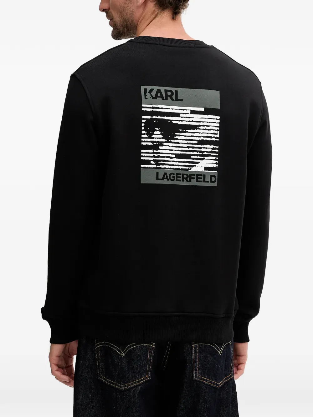 Karl Lagerfeld Sweater met grafische logoprint Zwart