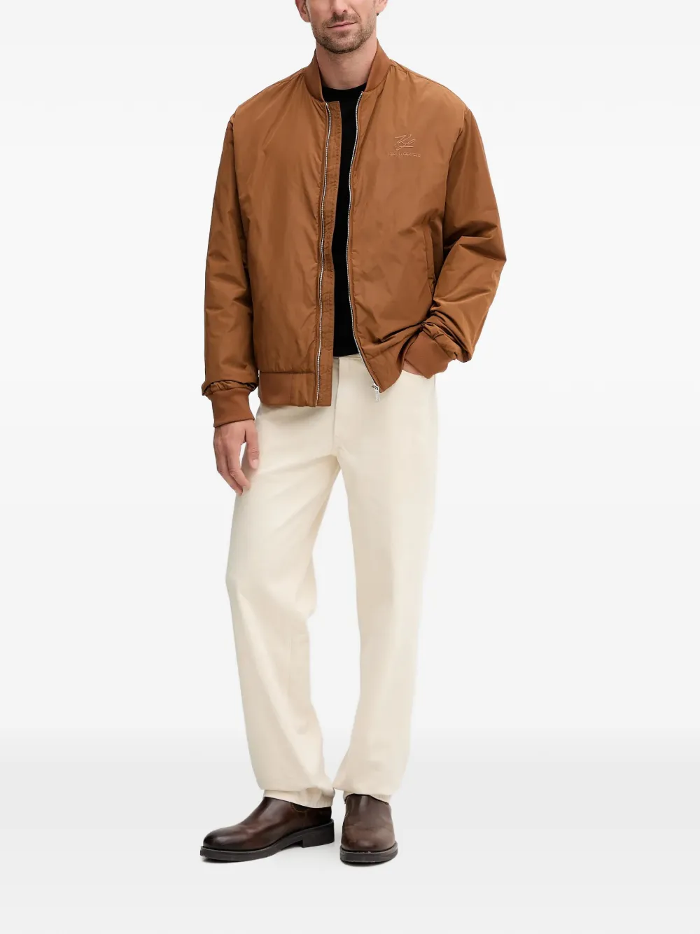 Karl Lagerfeld logo-embroidered bomber jacket | Bomber Jackets | Image 2