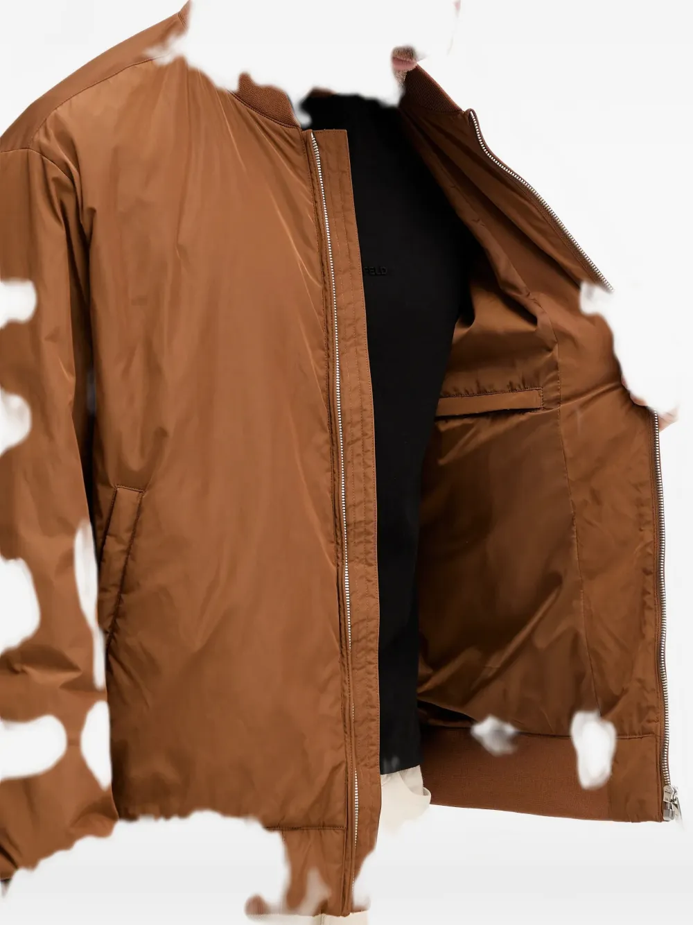 Karl Lagerfeld Logo-embroidered Bomber Jacket In Brown