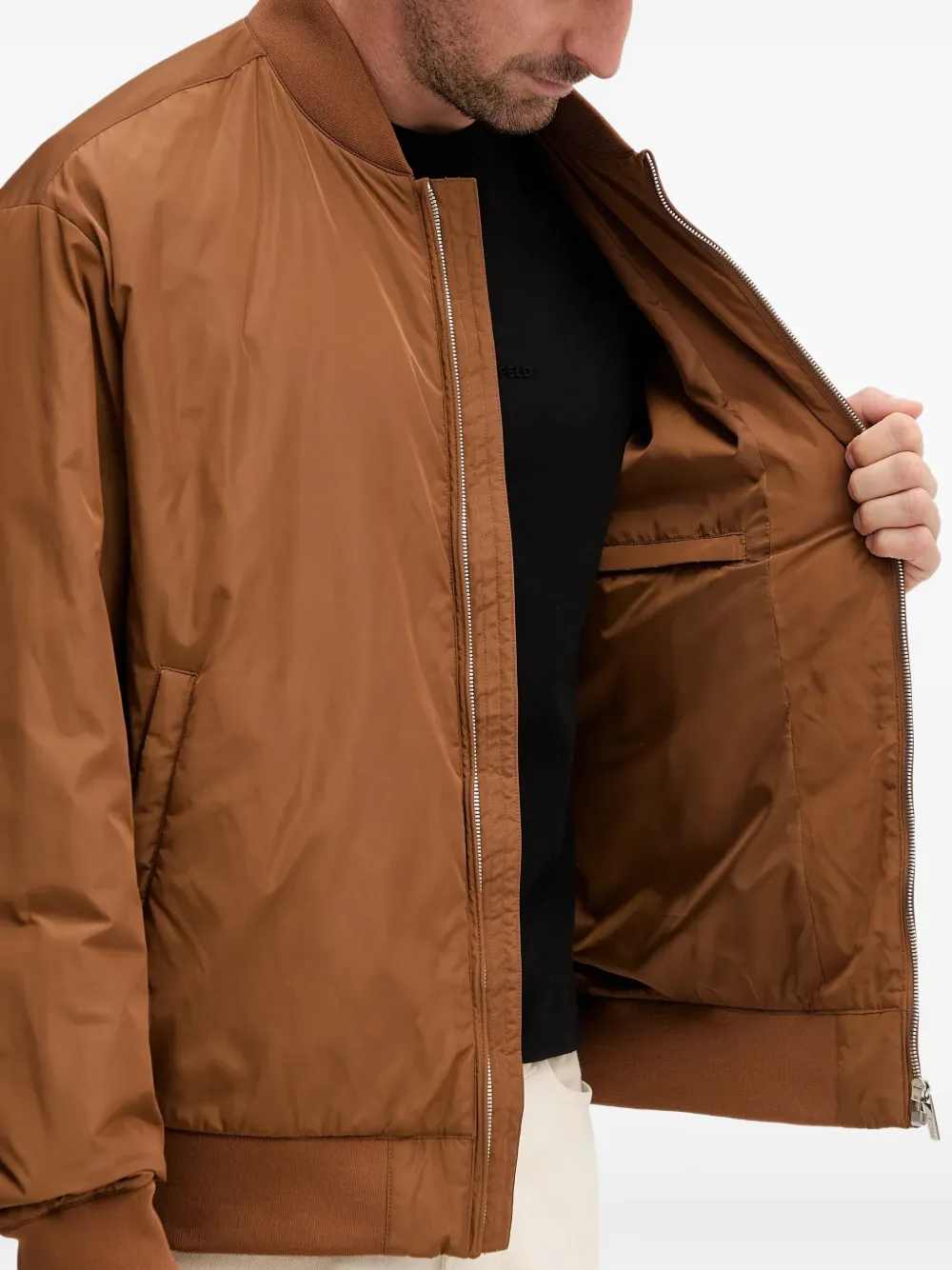 Karl Lagerfeld Bomberjack met geborduurd logo Bruin