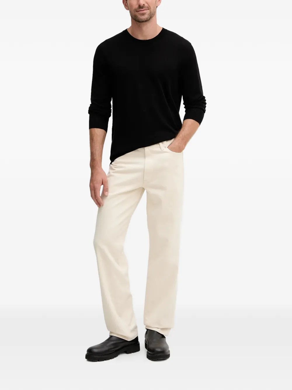 Karl Lagerfeld logo-lettering crew-neck top - Zwart