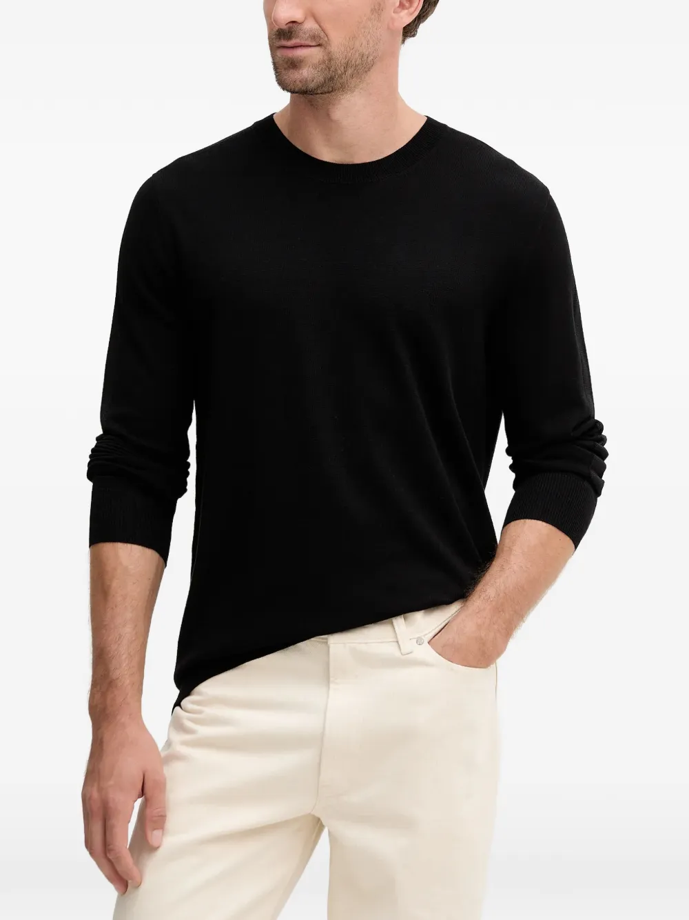 Karl Lagerfeld Logo-lettering Crew-neck Top In Black