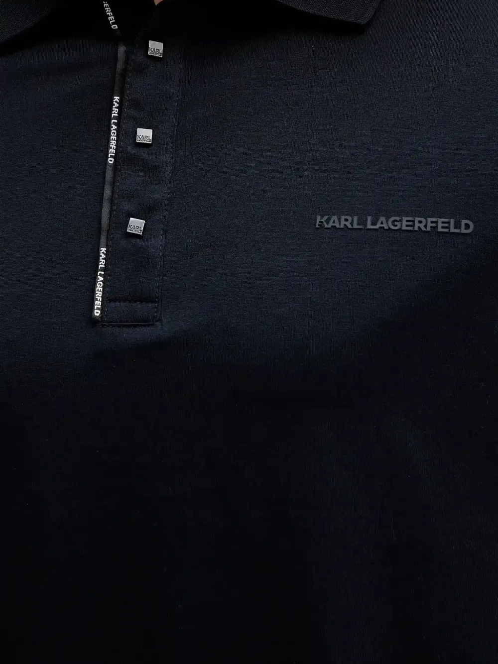 Karl Lagerfeld Logo-detail Buttoned Polo Shirt In Blue