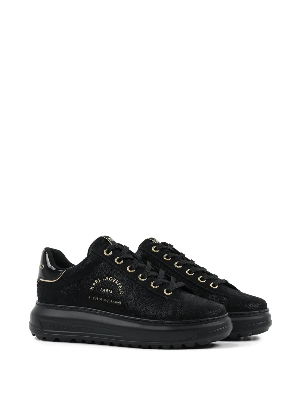 Karl Lagerfeld Logo Eyelet Trainers In Black