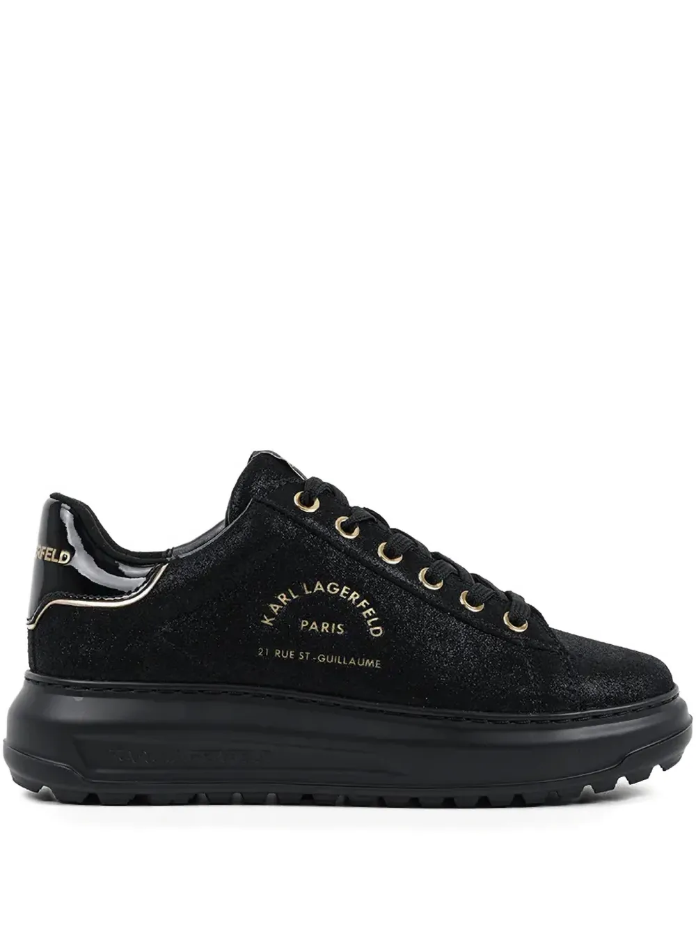 Karl Lagerfeld Logo Eyelet Trainers In Black