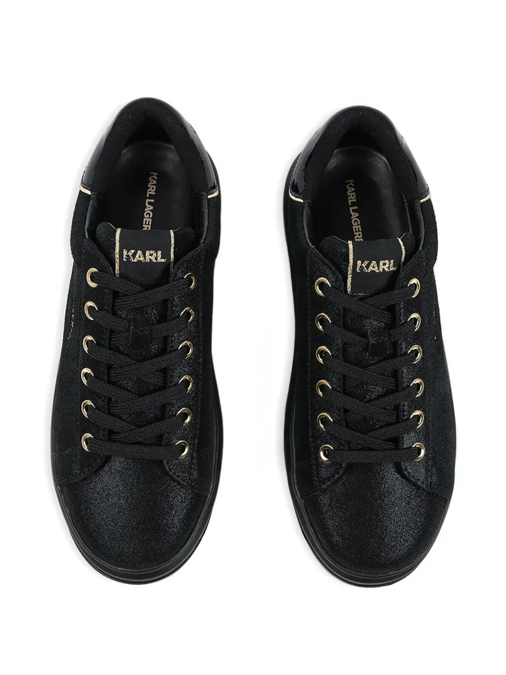 Karl Lagerfeld Logo Eyelet Trainers In Black