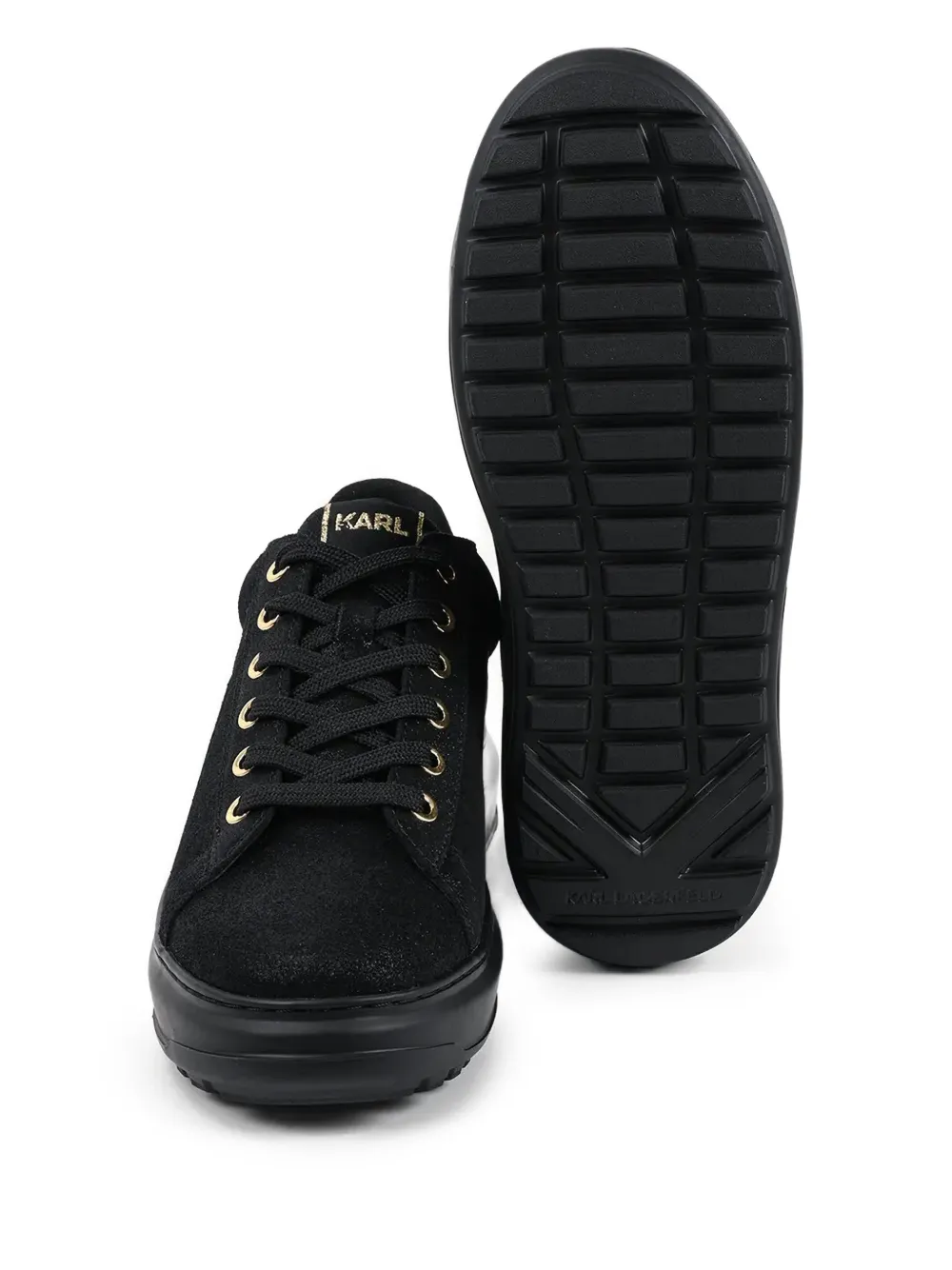Karl Lagerfeld Logo Eyelet Trainers In Black