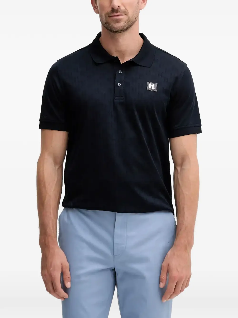 Karl Lagerfeld logo-patch polo shirt - Blu